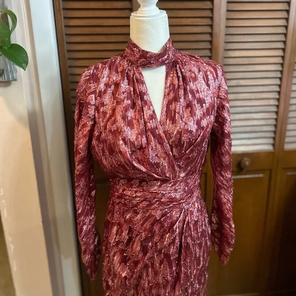 Jonathan Simkhai Metallic Vine Jacquard Mock Neck Dress - Picture 2 of 16